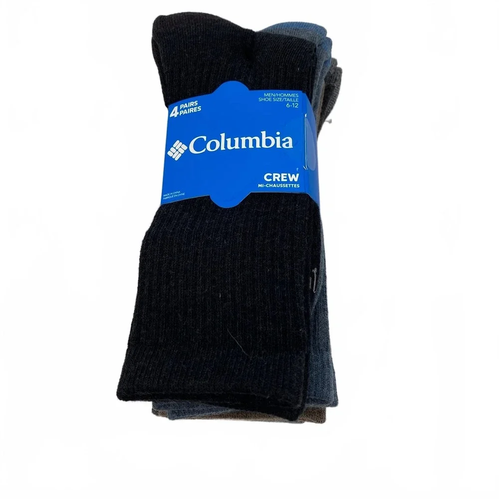 Columbia Black/Gray Cotton Blend Crew Socks | One Size Regular